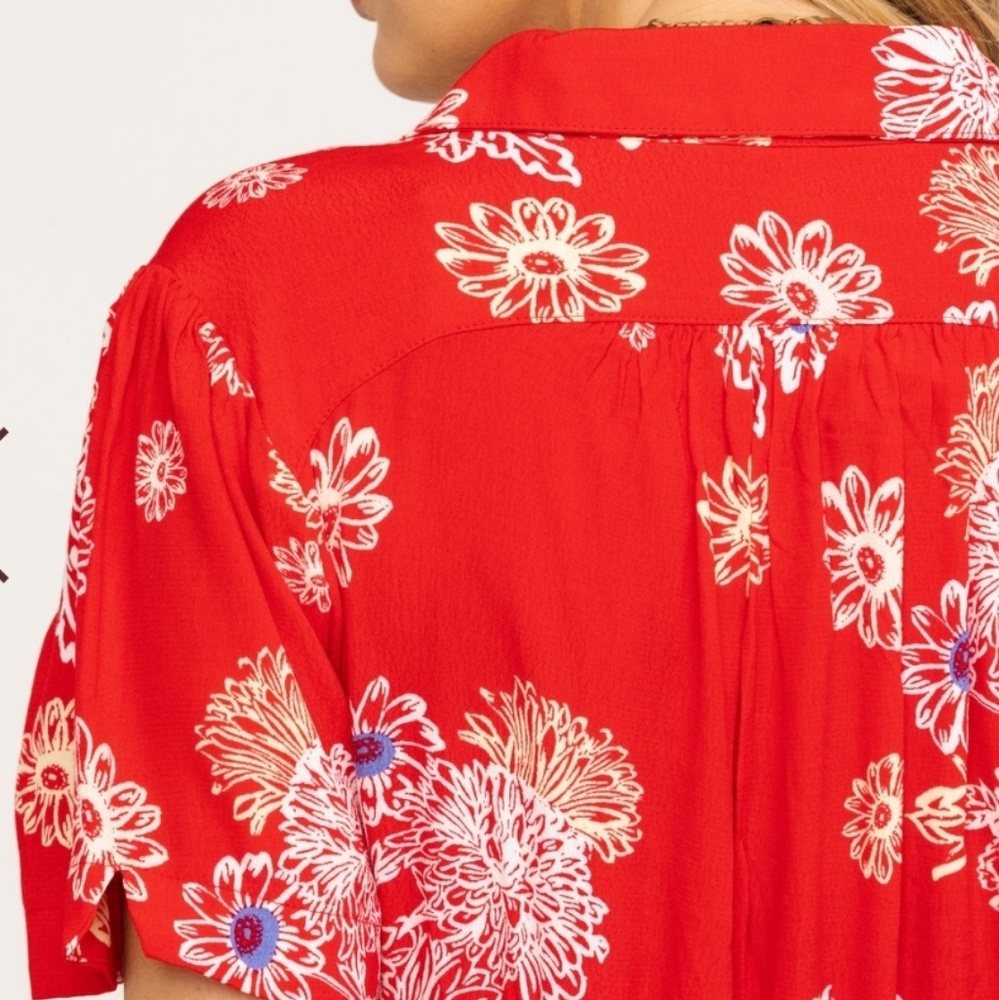 NWT Free People Red Floral Print Mini Dress - Picture 4 of 8